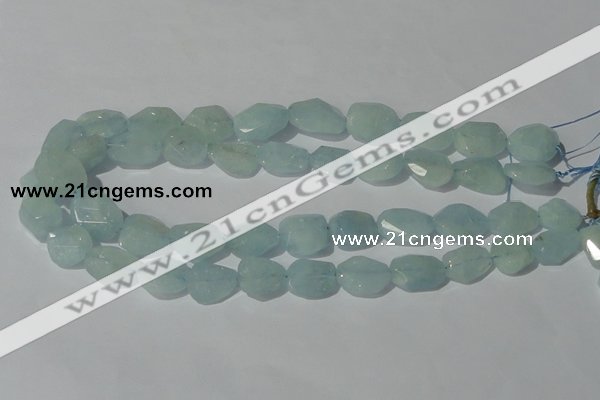 CAQ211 15.5 inches 16*18mm faceted nugget natural aquamarine beads