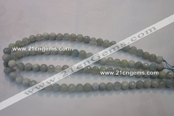 CAQ222 15 inches 6mm faceted round aquamarine beads wholesale