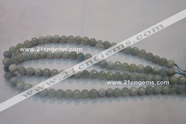 CAQ223 15 inches 8mm faceted round aquamarine beads wholesale