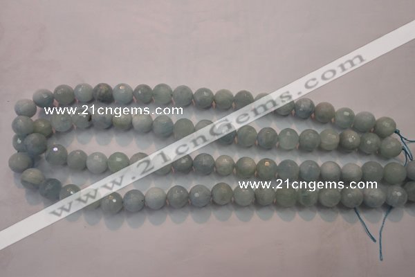 CAQ224 15 inches 10mm faceted round aquamarine beads wholesale