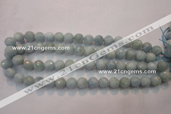 CAQ225 15 inches 12mm faceted round aquamarine beads wholesale