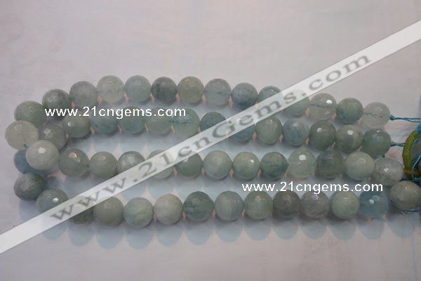 CAQ226 15 inches 14mm faceted round aquamarine beads wholesale