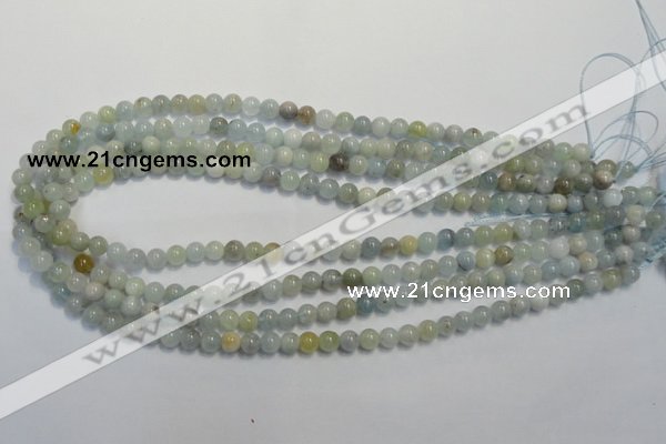 CAQ251 15.5 inches 6mm round aquamarine beads wholesale