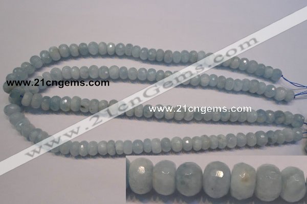 CAQ307 15.5 inches 6*10mm faceted rondelle natural aquamarine beads