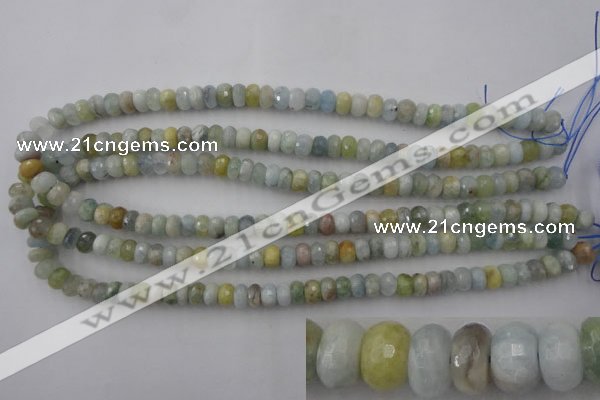 CAQ355 15.5 inches 5*8mm faceted rondelle natural aquamarine beads