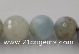 CAQ360 15.5 inches 7mm - 18mm faceted round natural aquamarine beads