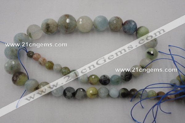 CAQ360 15.5 inches 7mm - 18mm faceted round natural aquamarine beads