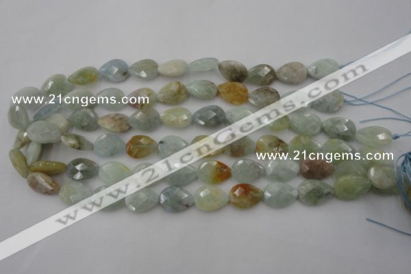 CAQ378 15.5 inches 13*18mm faceted flat teardrop natural aquamarine beads