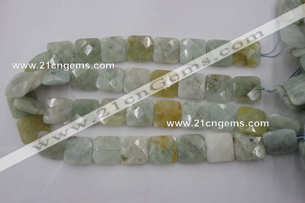 CAQ398 15.5 inches 20*20mm faceted square natural aquamarine beads