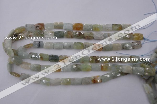 CAQ402 15.5 inches 10*14mm faceted rectangle natural aquamarine beads