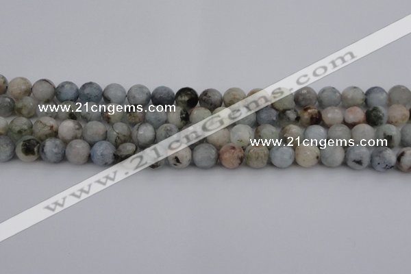 CAQ421 15.5 inches 8mm faceted round natural aquamarine beads