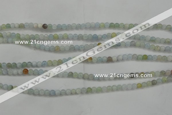 CAQ451 15.5 inches 4mm round aquamarine beads wholesale