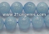 CAQ50 15.5 inches 14mm round natural aquamarine gemstone beads