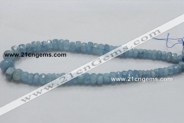 CAQ51 15.5 inches 6*12mm faceted rondelle natural aquamarine beads