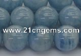 CAQ514 15.5 inches 14mm round A+ grade natural aquamarine beads