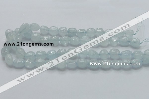 CAQ54 15.5 inches 10*15mm nugget natural aquamarine gemstone beads