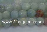 CAQ552 15.5 inches 6mm faceted round natural aquamarine beads