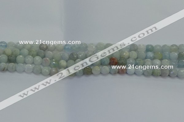 CAQ552 15.5 inches 6mm faceted round natural aquamarine beads