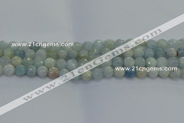 CAQ553 15.5 inches 8mm faceted round natural aquamarine beads