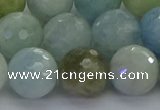 CAQ555 15.5 inches 12mm faceted round natural aquamarine beads