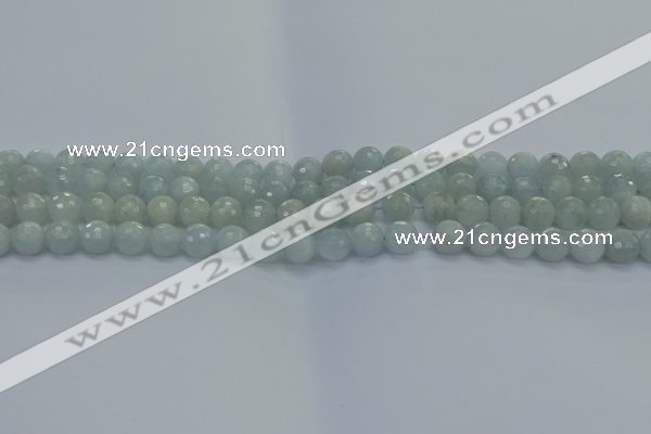 CAQ559 15.5 inches 4mm faceted round natural aquamarine beads