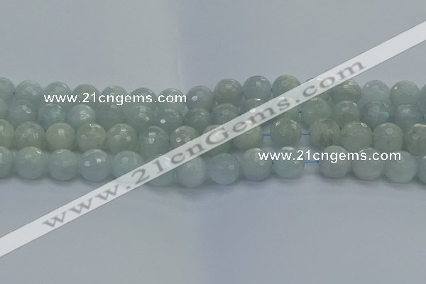 CAQ563 15.5 inches 12mm faceted round natural aquamarine beads