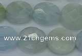 CAQ570 15.5 inches 11mm faceted coin natural aquamarine beads