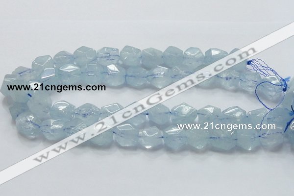 CAQ59 15.5 inches 16*20mm faceted nugget natural aquamarine beads