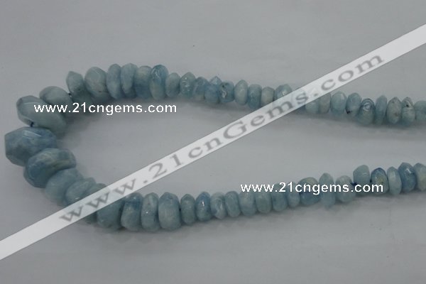 CAQ61 5*8mm – 10*16mm faceted nuggets natural aquamarine beads
