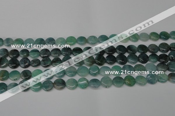 CAQ618 15.5 inches 10mm flat round aquamarine gemstone beads