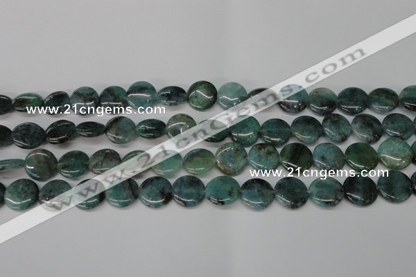 CAQ620 15.5 inches 14mm flat round aquamarine gemstone beads