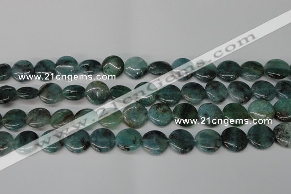 CAQ621 15.5 inches 16mm flat round aquamarine gemstone beads