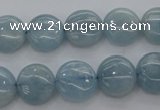 CAQ68 15.5 inches 12*12mm flat round natural aquamarine beads wholesale