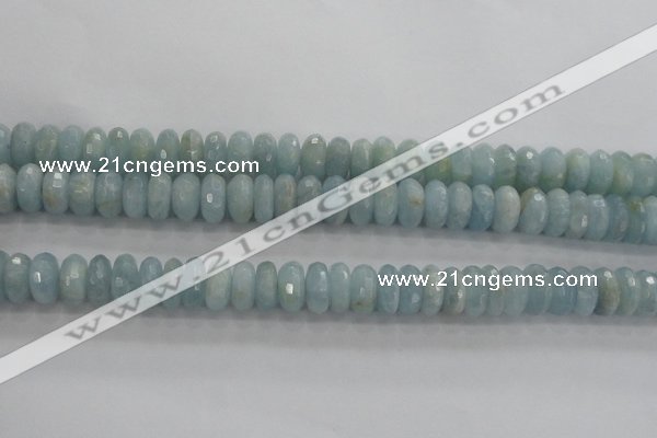 CAQ72 15.5 inches 6*11mm faceted rondelle AB grade aquamarine beads