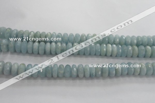 CAQ73 15.5 inches 6*13mm faceted rondelle AB grade aquamarine beads