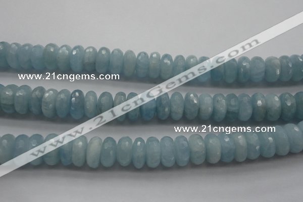 CAQ77 15.5 inches 6*11mm faceted rondelle A grade aquamarine beads