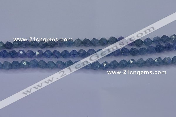 CAQ771 15.5 inches 6mm faceted nuggets imitation aquamarine beads