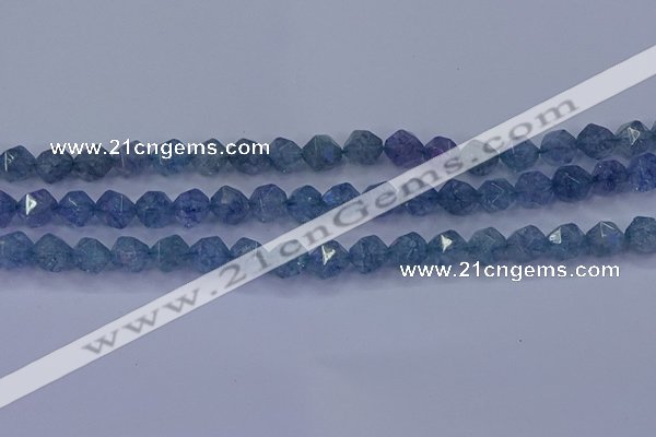 CAQ773 15.5 inches 10mm faceted nuggets imitation aquamarine beads