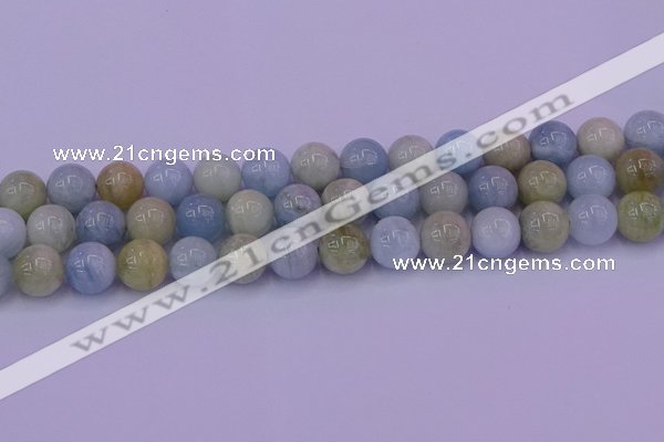 CAQ784 15.5 inches 12mm round natural aquamarine beads