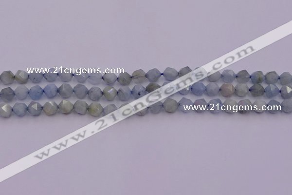 CAQ790 15.5 inches 6mm faceted nuggets aquamarine gemstone beads