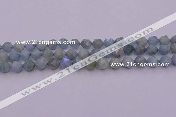 CAQ792 15.5 inches 10mm faceted nuggets aquamarine gemstone beads