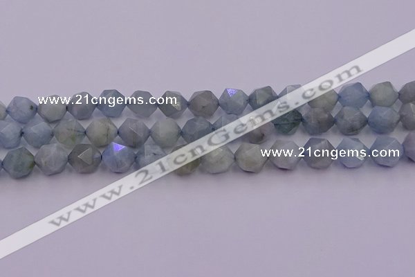 CAQ793 15.5 inches 12mm faceted nuggets aquamarine gemstone beads