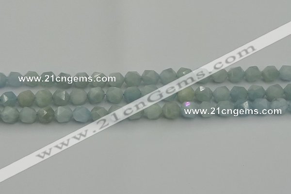 CAQ797 15.5 inches 8mm faceted nuggets aquamarine gemstone beads