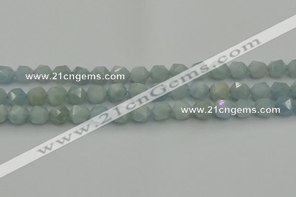 CAQ798 15.5 inches 10mm faceted nuggets aquamarine gemstone beads