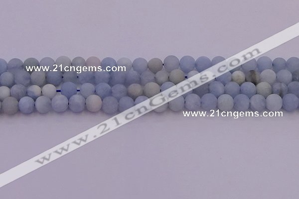 CAQ811 15.5 inches 6mm round matte aquamarine beads wholesale