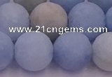 CAQ814 15.5 inches 12mm round matte aquamarine beads wholesale