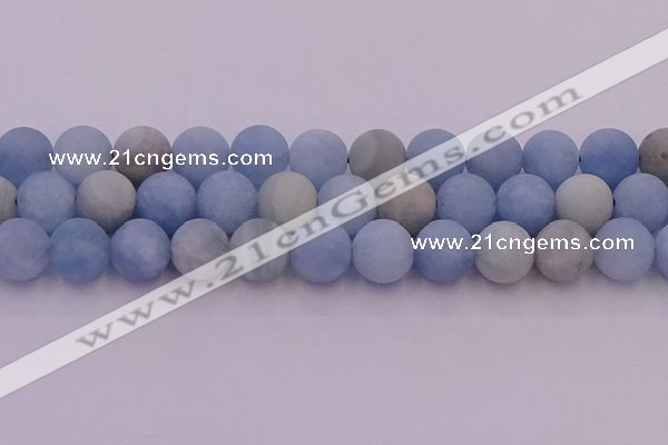 CAQ814 15.5 inches 12mm round matte aquamarine beads wholesale