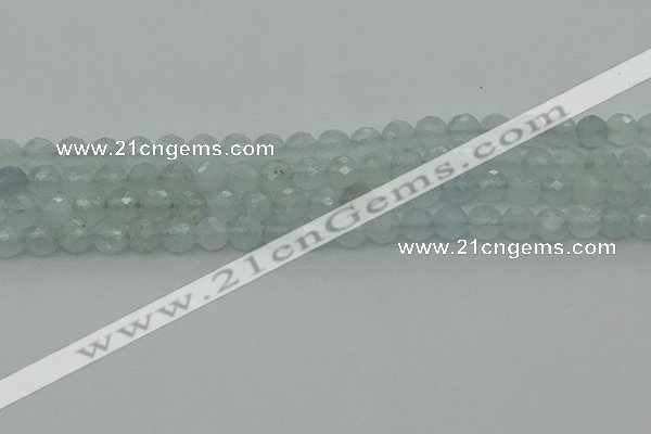 CAQ820 15.5 inches 6mm faceted round aquamarine beads wholesale