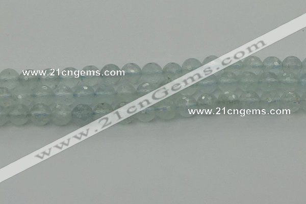 CAQ821 15.5 inches 8mm faceted round aquamarine beads wholesale