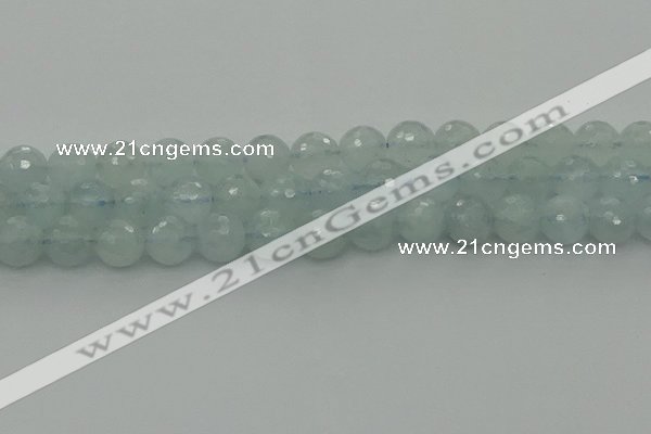 CAQ822 15.5 inches 10mm faceted round aquamarine beads wholesale